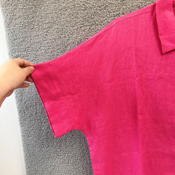 (Defect) Christopher Calvin Blouse Women's Top Plus Size 2X Fuchsia Linen USA - Picture 8 of 12